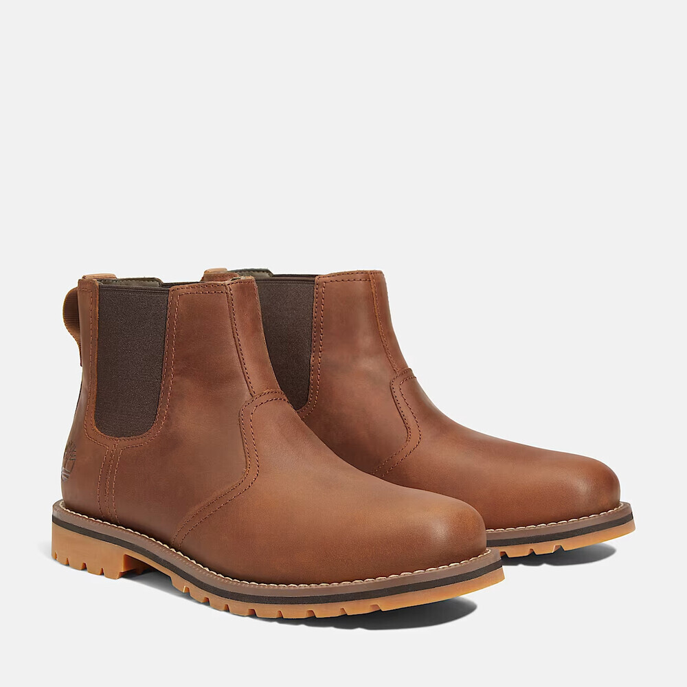 Timberland Larchmont TB1A2NGYF13 Boots Men's Brown Leather Ankle Chelsea DWA2883